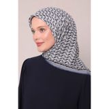 İndigo Zigzag Desen Soft Eşarp