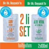 İndigofera Güneş Kremi Yüz ve Vücut 100 ml + Aloe Vera After Sun Gel 100 ml 2'li Set