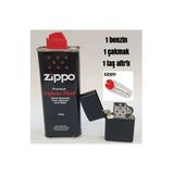 İNDİRİM CENTER Zippo Benzin 125 Ml Zippo Siyah Benzinli Çakmak ve Taşı Set
