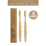 İndirimKap 2 Adet %100 Doğal Bambu Diş Fırçası Doğal Bambu Hassas Diş Etleri Için Yumuşak Diş Fırçası