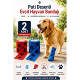İndirimKap 2 Adet Esnek ve Suya Dayanıklı Pati Desenli Evcil Hayvan Bandajı Yapışkanlı Ayak Koruyucu Bandaj Ayakkabısı