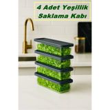 İndirimKap 4'Lü Set Yeşillik Saklama Kabı Buzdolabı Organizer Mikrodalga ve Difrize Uygun Saklama Kabı