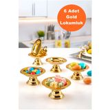 İndirimKap 6'lı Akrilik Dekoratif Gold Kahve Yanı Sunumluk Lokumluk Şekerlik 6'lı Makaronluk