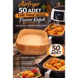 İndirimKap Airfryer Pişirme Kağıdı 50 Adet Hava Fritözü Kare Model Pişirme Kağıdı Airfryer Yağsız Firitöz