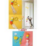 İndirimKap Elastik Kendinden Yapışkanlı Renkli Kedi Oyun Oltası Kedi Oyuncağı Yapışkanlı Olta Eğitim Oyuncağı