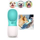 İndirimKap Taşınabilir Kedi Köpek Suluğu Seyahat Su Şişesi Kaseli Emniyetli Sızdırmaz Kutulu 350ml Turkuaz