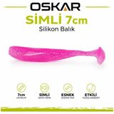 İndirimlab Oskar Simli Silikon Balık 7cm Kokulu - Pembe - Sarımsak Kokulu