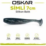 İndirimlab Oskar Simli Silikon Balık 7cm Kokulu - Siyah - Kan Kokulu