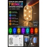 indirimsevinci Dokunmatik Mini 7 LED RGB USB Şarjlı Torpido Ayak Altı Lambası Çok Amaçlı Kullanım