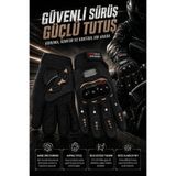 indirimsevinci Kemik Korumalı Motosiklet Eldiveni Kaymaz Tutuşlu Bilek Destekli Motor Sürüş Eldiveni L