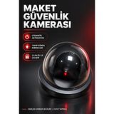 indirimsevinci Sahte CCTV Güvenlik Kamerası Dome Kamera Maketi Kablosuz Yanıp Sönen Kırmızı LED Pilli Dekoratif