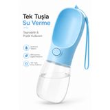 indirimsevinci Taşınabilir Kedi Köpek Su Şişesi 300 ml Tek Tuşlu Sızdırmaz Pratik Suluk Seyahat Su Kabı