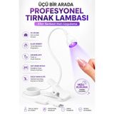 indirimsevinci UV LED Tırnak Kurutma Lambası Klipsli USB Jel Oje Kurutucu 360° Esnek Boyun Ayak Pedallı