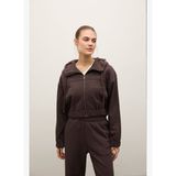 Indo Kapüşonlu Fermuarlı Crop Sweatshirt