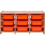 Industrial Living 18MM Mdf Ceviz Çocuk Odası Dolabı, Turuncu Çekmeceli 9’lu Düzenleyici Ünitesi 110X45X60 - Ceviz - Turuncu