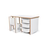 Industrial Living 3 Çekmeceli Çocuk Etkinlik Masası - Beyaz MDF - Beyaz Çekmeceli