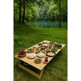 INDUSTRİAL LİVİNG Katlanabilir Ahşap Kamp-Balkon-Bahçe Masası – 70X120 cm – Doğal Renk – Taşınabilir & Kurulumsuz - 70*120 - Ahşap Rengi