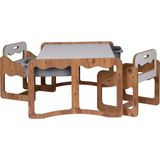 Industrial Living Montessori 2 Kişilik Masa Sandalye Takımı, 18MM Ceviz-Beyaz Mdf, Gri Çekmeceli, Çift Kişilik Aktivite - 88 x 63 x 43 cm - Ceviz - Gri
