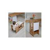 Industrial Living Montessori 2’si 1 Arada Öğrenme Kulesi ve Çocuk Masası, Ayarlanabilir, Beyaz – Ceviz MDF, 40x90 cm