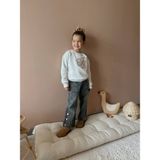 İnebolu Kids Çiçek Nakışlı Kot Pantolonlu 2 Li Sweat Kot Pantolon Takım Kız Çocuk - Krem - Füme - 9 - 10 Yaş