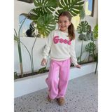 İnebolu Kids Good Süzene Nakışlı Çımalı 2 Li Sweat Eşofman Takım Kız Çocuk - Krem - Açık Pembe - 3 - 4 Yaş