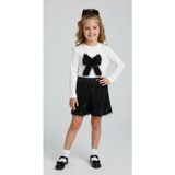 İnebolu Kids Kız Çocuk Payetli Şortlu Pullu Fiyonk Detaylı 2 Li Elbise Takım - 4 - 5 Yaş - Siyah - Beyaz