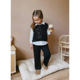 İnebolu Kids Pullu Pantolon Süveter Gömlek 3 Lü Elbise Takım Kız Çocuk - 7 - 8 Yaş - Siyah - Beyaz