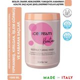 Inebrya Ice Cream Keratin Saç Maskesi Yoğun İşlem Görmüş Saçlar İçin Onarıcı Maske 1000ml
