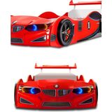 İnegöl'den Eve Arabalı Yatak, Bmw Rüzgarlıklı Ledli Arabalı Yatak - Gt2 - Kırmızı - 207 x 105 cm