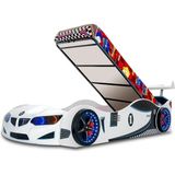 İnegöl'den Eve Bmw - Bazalı Arabalı Yatak Araba Karyola - Full Ledli - Beyaz - 207 x 105 cm