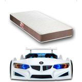 İnegöl'den Eve Bmw - Eko - Arabalı Yatak Araba Karyola - Full - Elif Iç Yatak 90X190 cm - Beyaz - 207 x 105 cm