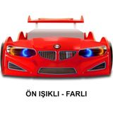İnegöl'den Eve Bmw - Eko - Arabalı Yatak Araba Karyola - Ön Farlı - Kırmızı - 207 x 105 cm