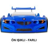 İnegöl'den Eve Bmw - Eko - Arabalı Yatak Araba Karyola - Ön Farlı - Mavi - 207 x 105 cm