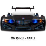 İnegöl'den Eve Bmw - Eko - Arabalı Yatak Araba Karyola - Ön Farlı - Siyah - 207 x 105 cm