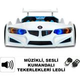 İnegöl'den Eve Bmw - Full - Arabalı Yatak Araba Karyola - M9 Serisi - Tekerleri Ledli & Kumandalı - Beyaz - 207 x 105 cm