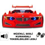 İnegöl'den Eve Bmw - Full - Arabalı Yatak Araba Karyola - M9 Serisi - Tekerleri Ledli & Kumandalı - Kırmızı - 207 x 105 cm