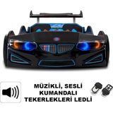 İnegöl'den Eve Bmw - Full - Arabalı Yatak Araba Karyola - M9 Serisi - Tekerleri Ledli & Kumandalı - Siyah - 207 x 105 cm