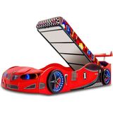 İnegöl'den Eve Bmw - Gt1 - Arabalı Yatak Araba Karyola - Ledli ve Bazalı - Kırmızı - 207 x 105 cm