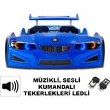 İnegöl'den Eve Bmw - M7 - Mavi Arabalı Yatak, Kumandalı, Işıklı, Sesli - 207 x 105 cm