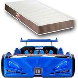 İnegöl'den Eve Bugattı - Arabalı Yatak, Araba Yatak, Full Işıklı, Kumandalı, Sesli, - 90 x 1.90 cm Yataklı - Mavi - 207 x 105 cm