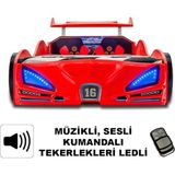 İnegöl'den Eve Bugattı - Arabalı Yatak, Araba Yatak , Full Işıklı, Kumandalı, Sesli, Tekerleri Ledli - Kırmızı - 207 x 105 cm