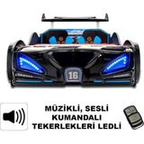 İnegöl'den Eve Bugattı - Arabalı Yatak, Araba Yatak , Full Işıklı, Kumandalı, Sesli, Tekerleri Ledli - Siyah - 207 x 105 cm