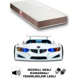 İnegöl'den Eve Gt1 - Yataklı - Bmw M7 - Beyaz Arabalı Yatak, Beyaz - 207 x 105 cm