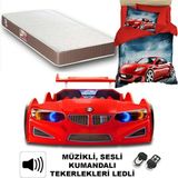 İnegöl'den Eve Gt1 - Yataklı & Nevresimli - Bmw - Arabalı Yatak, Kırmızı - 207 x 105 cm