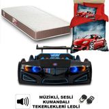 İnegöl'den Eve Gt1 - Yataklı & Nevresimli - Bmw - Arabalı Yatak, Siyah - 207 x 105 cm
