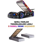İnegöl'den Eve Gt2 - Bmw - Arabalı Yatak - Tekerlekleri Ledli + Bazalı - Siyah - 207 x 105 cm