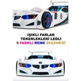 İnegöl'den Eve Gt2 - Bmw - Arabalı Yatak - Tekerlekleri Ledli. - Beyaz - 207 x 105 cm