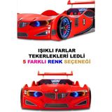 İnegöl'den Eve Gt2 - Bmw - Arabalı Yatak - Tekerlekleri Ledli. - Kırmızı - 207 x 105 cm