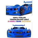 İnegöl'den Eve Gt2 - Bmw - Arabalı Yatak - Tekerlekleri Ledli. - Mavi - 207 x 105 cm