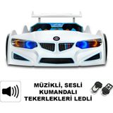 İnegöl'den Eve İnegölden Eve Bmv - Arabalı Yatak, Araba Karyola - M8 Serisi - Fullışıklı - Beyaz